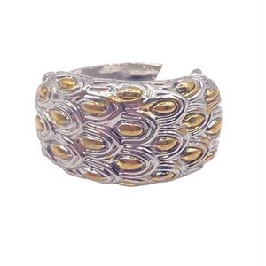 Mixed metal two tone feather design ring size 8.75
